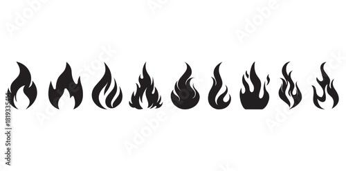 Fire Flame Icon collection, flames Fiery Blaze symbol set, Logo design fire, 
Bonfire silhouette Vector illustration, Burning Heat Elements & Hot Inferno Vector Collection