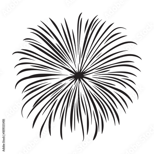 Fireworks silhouette, fireworks silhouette isolated on white background, celebratory explosion elements