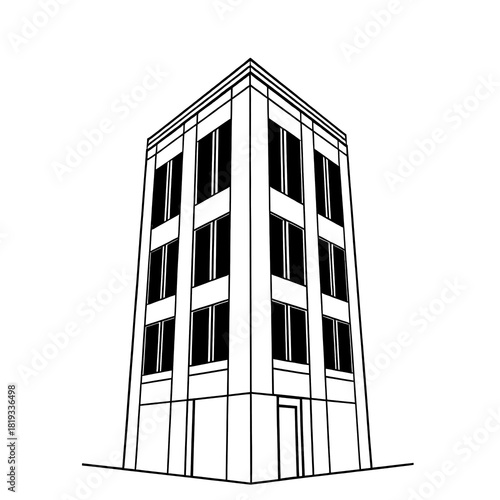 black and white building transparent background