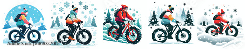 man riding a fatbike on a snowy road