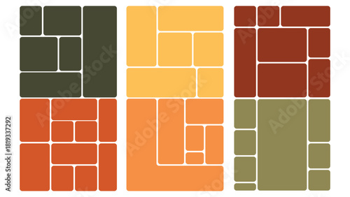 Abstract rectangular grid composition with earth tone colors creating a modern and geometric aesthetic for design projects