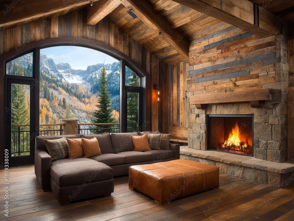 Naklejka premium charming rustic fireplace