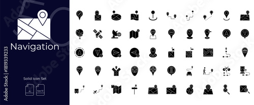 Navigation Solid Editable Icons set