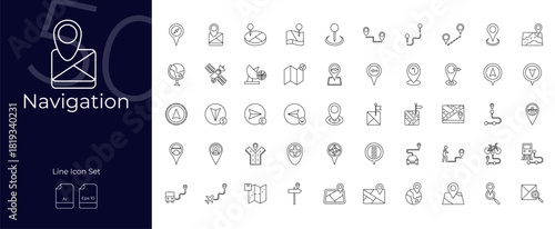 Navigation Line Editable Icons set
