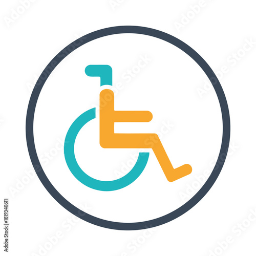Accessibility icon with person in wheelchair symbol in circle
