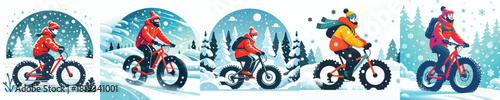 man riding a fatbike on a snowy road
