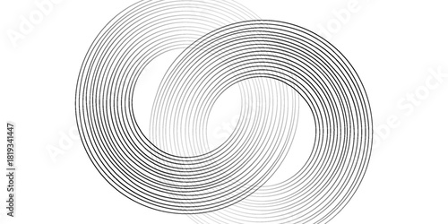 White geometric abstract background overlap layer on bright space with lines effect decoration. Modern graphic design element circles style concept for banner