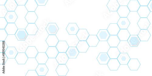 white and blue technology hexagonal abstract background. Abstract blue hexagon or digital technology background. Vector abstract graphic design banner pattern presentation background web template.	
