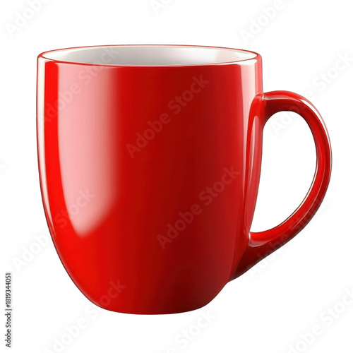 red ceramic coffee mug isolated on transparent background .