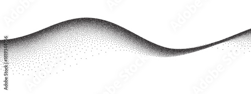 Sand spray wave background with grain pattern and abstract dot texture. Geometric stipple art with undulate elements and sand spray wave overlay. Monochrome pointillism effect for design projects.