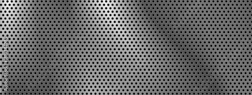 Dot metal with mesh and hole for texture or steel. Background pattern with grill and seamless and dot. Metal with mesh and construction for tin or vector, design with wallpaper and hard for material.