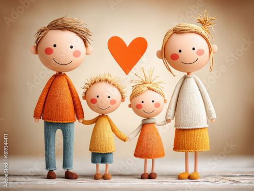 family holding a paper heart