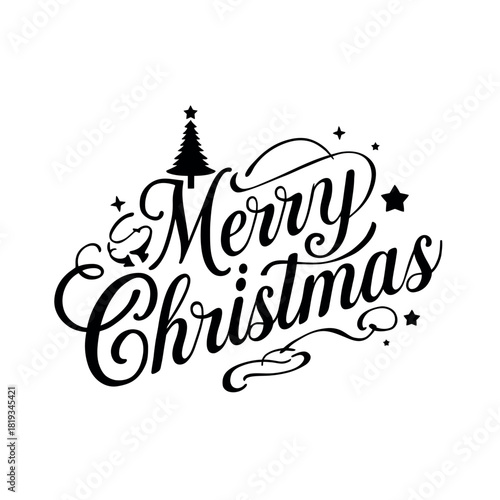 merry christmas lettering vector holiday greeting card design