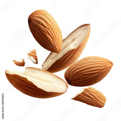 almond isolated on transparent background .