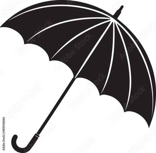 umbrella isolated on white background black silhouette isolate icon 