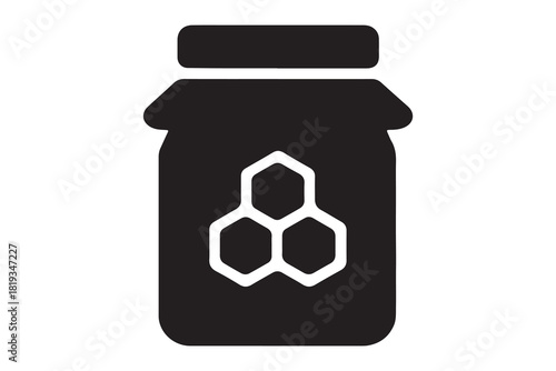 Black and white jar of honey minimalist illustration graphic resource