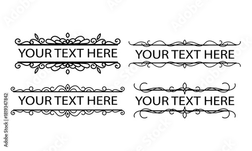 Set of Vintage decorative lines. text dividers. Line border. Lines separators, Borders, Set of various doodle style line dividers and arrow icons for design