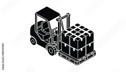 Forklift truck with boxes vector illustration for logistics