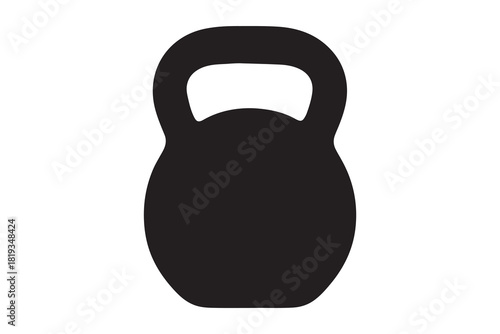 Black kettlebell weight illustration isolated on white background for fitness