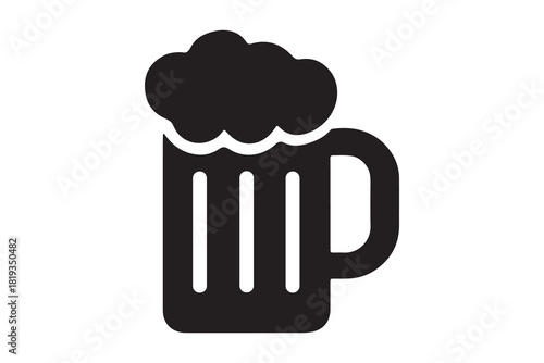 Black Silhouette Icon of a Mug Full of Refreshing Beer