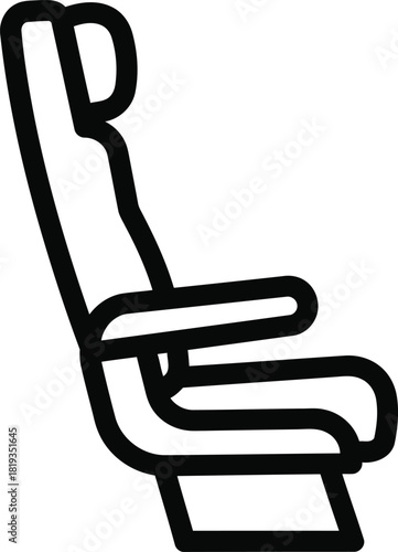 Comfortable Airline Seat Icon Design for Travel and Tourism Websites and Mobile Applications Showcasing Ergonomic Design and Passenger Comfort with Modern Vector Graphics Style