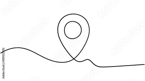 Simple line art of a map pin and winding path