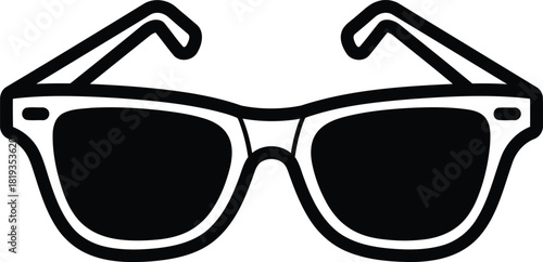 Stylish sunglasses icon design in black and white representing fashion accessories and eye protection for summer days with a minimalist aesthetic