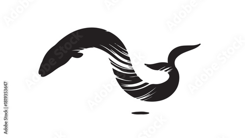 Graceful whale silhouette with elegant curves, a powerful ocean symbol for conservation, wildlife, and nature themes, perfect for logos, branding, and impactful designs
