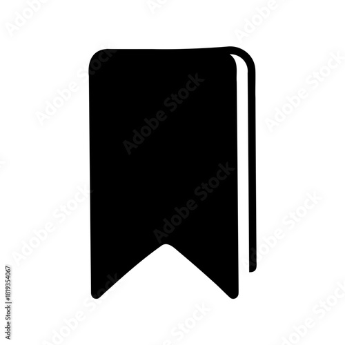 Simple Black Bookmark Icon for Digital Library and Reading Application Design