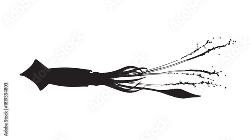 Bold squid silhouette art for striking nautical designs and ocean themed projects, perfect for adding a touch of sea life mystery to any creative endeavor, timeless ocean creature