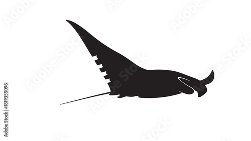 Elegant manta ray silhouette gliding effortlessly through the ocean depths, a stunning ocean animal icon for conservation projects and marine life campaigns, wildlife symbol