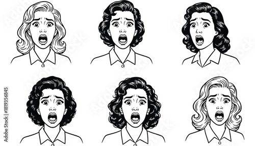 Retro woman screaming with fear vintage comic book illustration