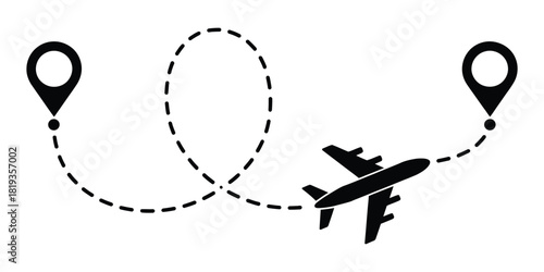 Airplane flight path between two locations