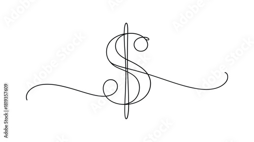 Elegant dollar sign flourish with swirling lines