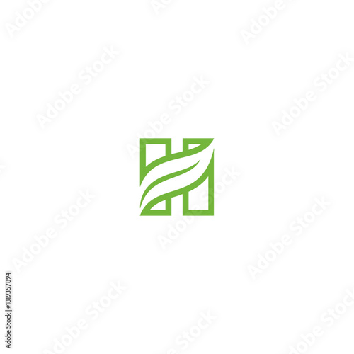 Letter H leaf logo Icon flat vector design