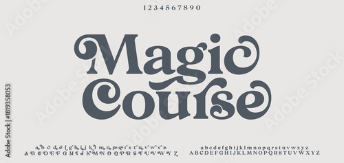 Elegant font alphabet uppercase lowercase and number. Classic lettering minimal fashion designs. Typography modern serif fonts regular decorative vintage concept. Vector illustration