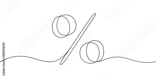 Abstract percentage symbol drawn with continuous line