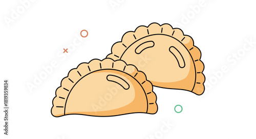 A charming vector illustration featuring two light orange pastries with decorative scalloped edges, presented on a clean white background.