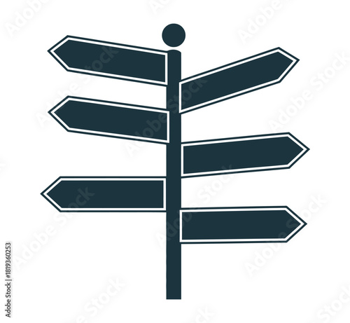 A blank signpost with multiple arrows points in different directions