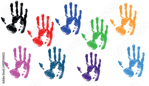 rainbow-colored handprint design.  Ideal for children's designs, imaginative backdrops, and whimsical décor