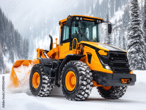 snow tractor clearing road