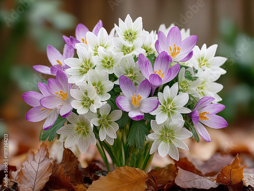 Snowdrops and crocus flowers