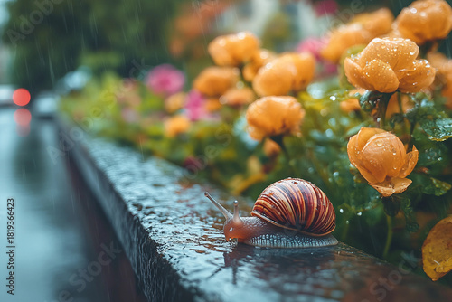 Fototapeta Naklejka Na Ścianę i Meble -  Urban street in sharp focus showing insect behavior in the city, generative ai