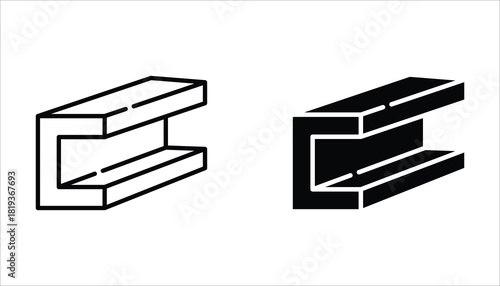 T-beam icons set, of vector icons isolated on a white background.