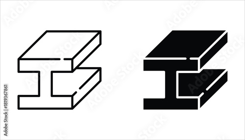 T-beam icons set, of vector icons isolated on a white background.