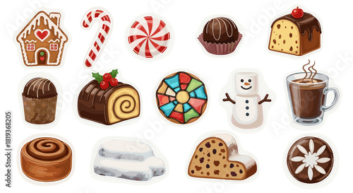A delightful assortment of christmas themed sweets and treats illustration