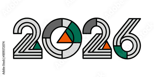 2026 Geometrical Typography - Abstract Modern New Year Vector Design