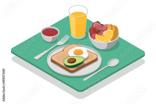 A healthy and delicious breakfast of toast with egg and avocado is ready.