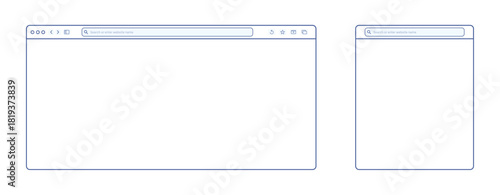 Browser window vector design in modern minimal style, showing tabs, address bar, and interface elements, suitable for web UI, app mockups, and digital design projects.