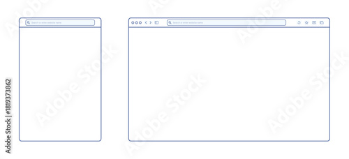 Browser window vector design in modern minimal style, showing tabs, address bar, and interface elements, suitable for web UI, app mockups, and digital design projects.
